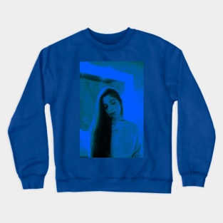 Beautiful girl, dim soft light blue lighting. So calm, so nice. Crewneck Sweatshirt